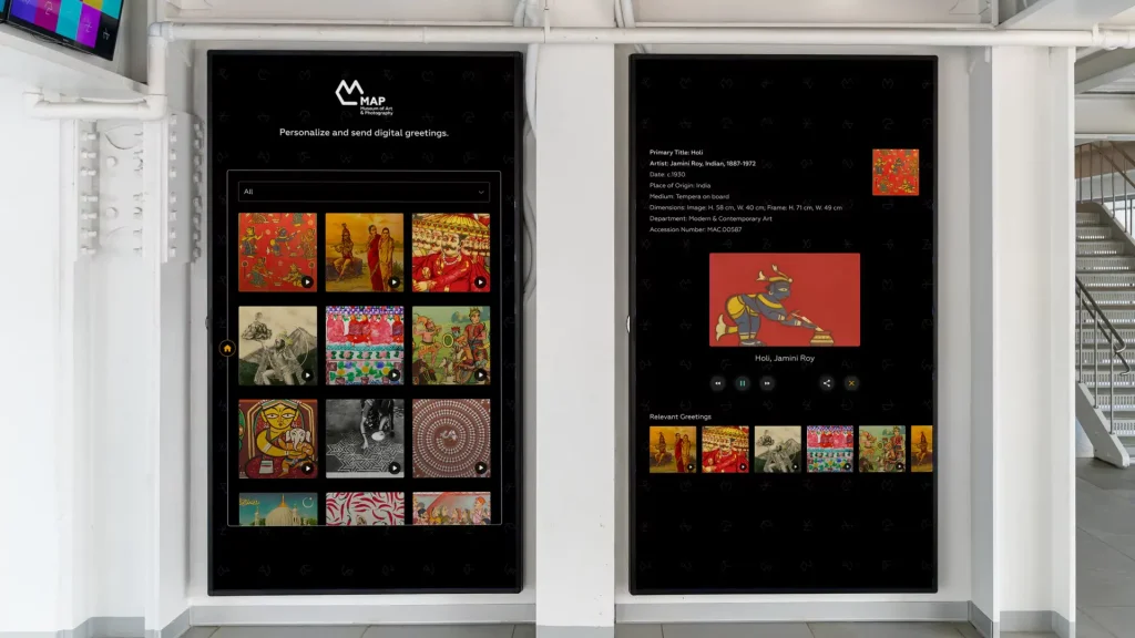 Interactive museum experience at MAP: AI-powered digital greetings on large screens, by ViitorCloud